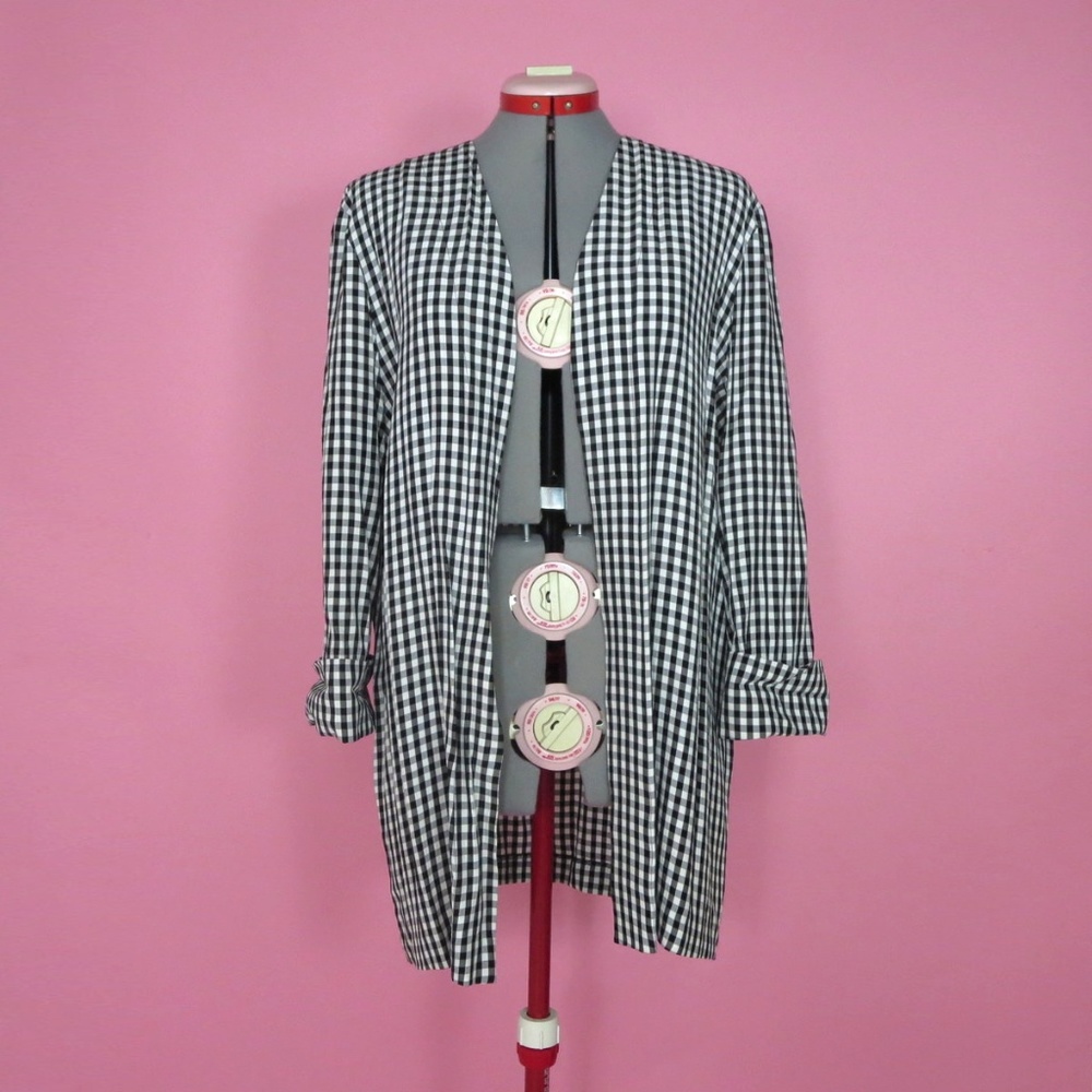 Vintage Oversized Black and White Gingham Jacket